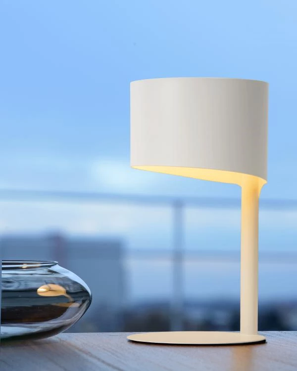 Lucide KNULLE - Lampe de table - Ø 15 cm - 1xE14 - Blanc - SFEER 1